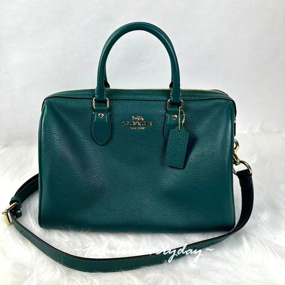 Coach Rowan Large Satchel Bag Shoulder Bag In Leather/Gold/Emerald CES11 NWT